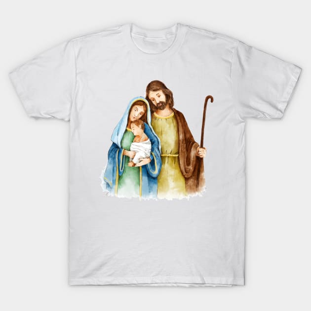 Nativity Jesus Family T-Shirt by Mako Design 